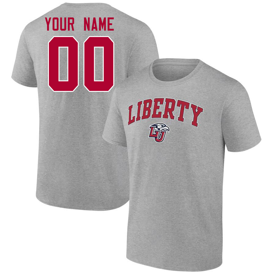 Custom Liberty Flames Name And Number Tshirts-Grey